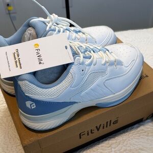 FitVille Women's Light Blue and White Athletic Shoes